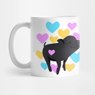 Black Pig With Hearts Mug